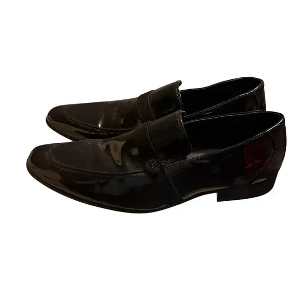 Faranzi Mens Black Patent Leather Loafer Slip-On Tuxedo Dress Shoe Size 12 - Picture 4 of 10